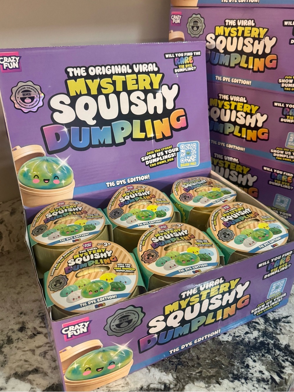 Viral Rare Tie Dye Mystery Squishy Dumpling Crazy Fun RMS CASE OF 12